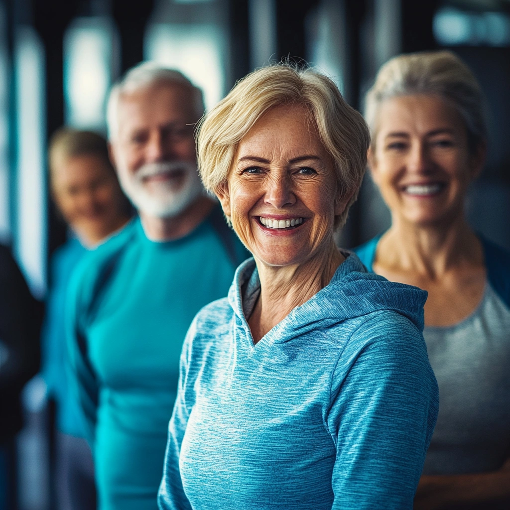 Щасливі активні пенсіонери після заняття спортом
