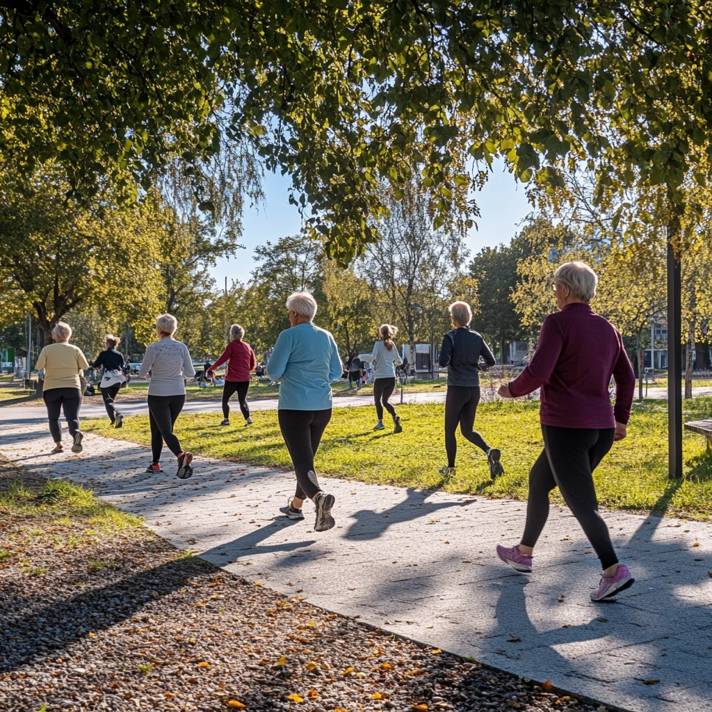 Активні пенсіонери займаються спортом на свіжому повітрі